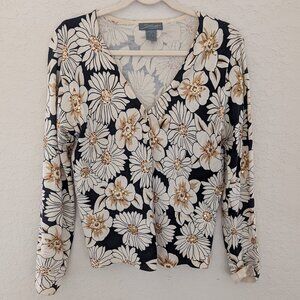 SML Design Silk Sequined Floral Cardigan Size M